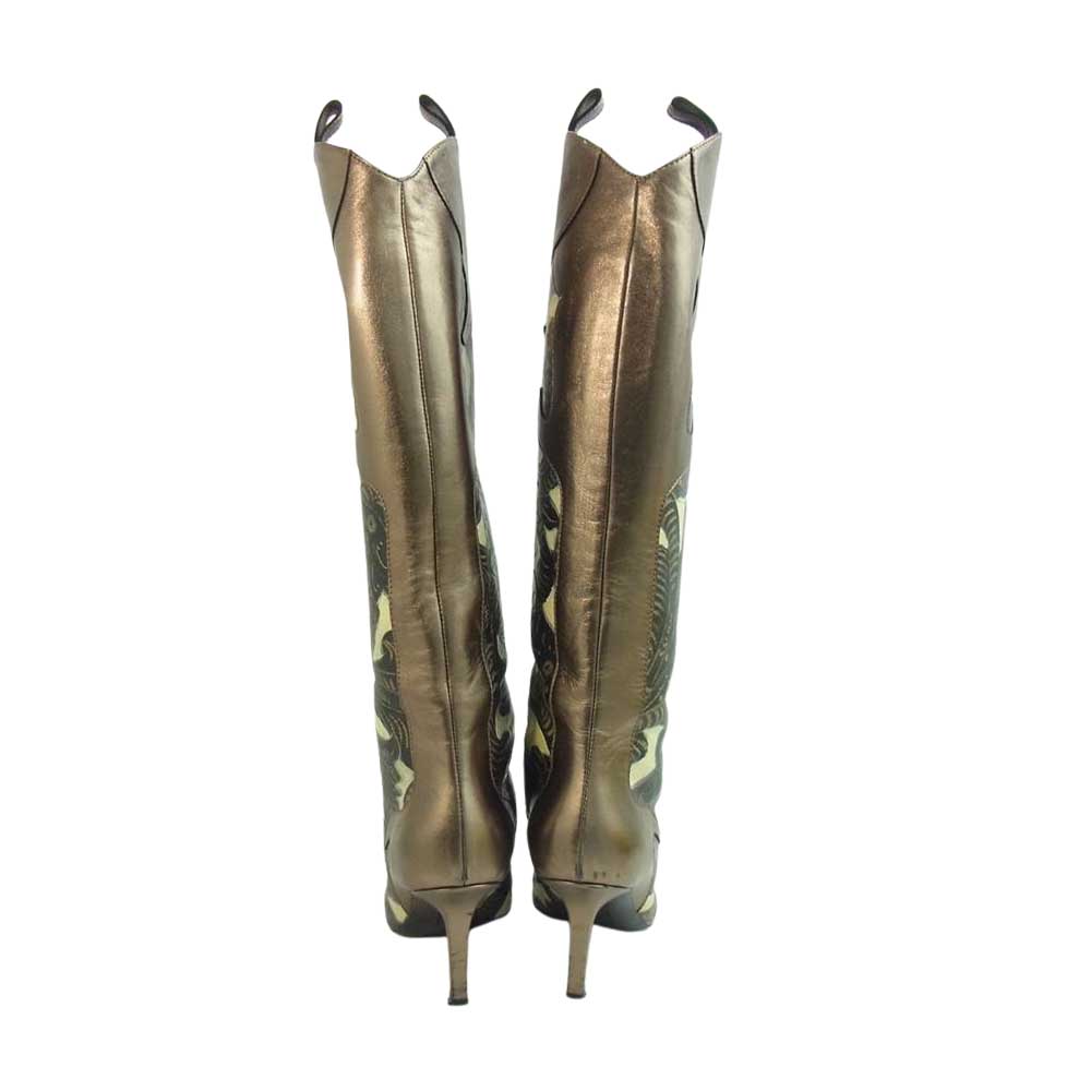 GIVENCHY ジバンシィ プリント レザー ヒール ロング ブーツ 柄 37【中古】