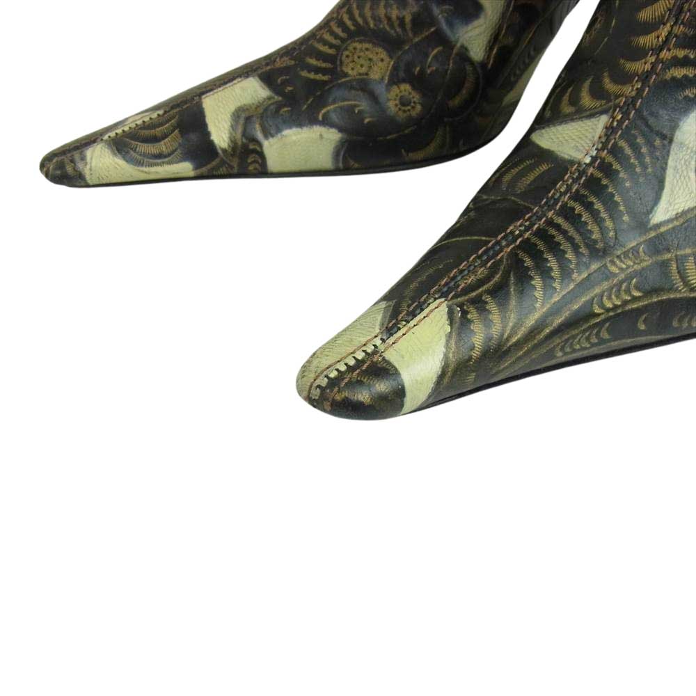 GIVENCHY ジバンシィ プリント レザー ヒール ロング ブーツ 柄 37【中古】