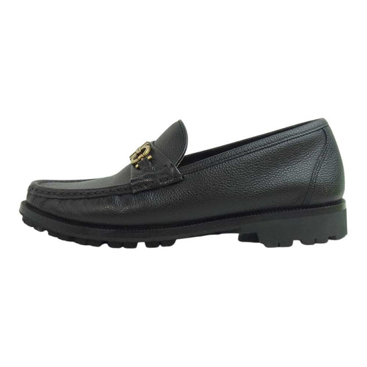Salvatore Ferragamo サルヴァトーレフェラガモ UR18062 グレインレザー ガンチーニ ビットローファー ブラック系 7【中古】