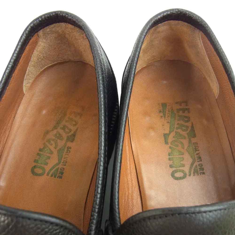 Salvatore Ferragamo サルヴァトーレフェラガモ UR18062 グレインレザー ガンチーニ ビットローファー ブラック系 7【中古】