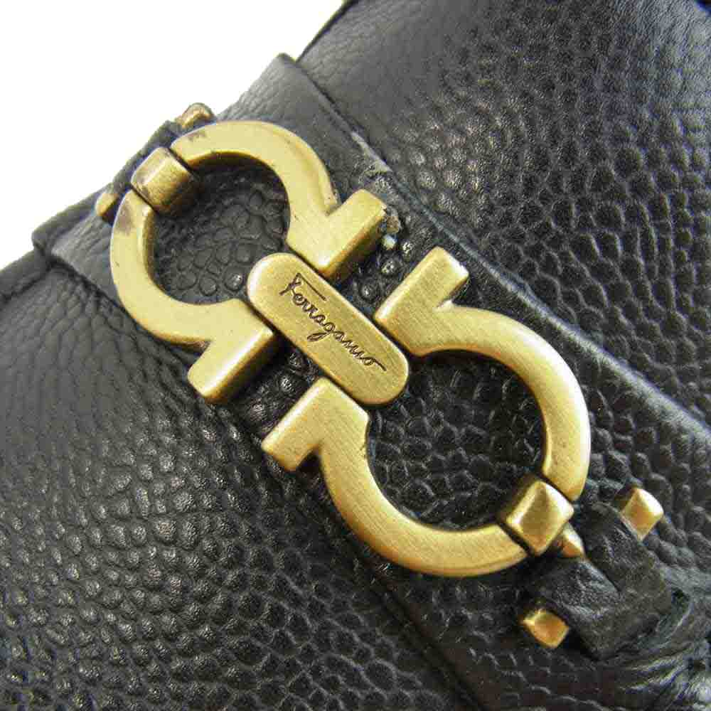 Salvatore Ferragamo サルヴァトーレフェラガモ UR18062 グレインレザー ガンチーニ ビットローファー ブラック系 7【中古】