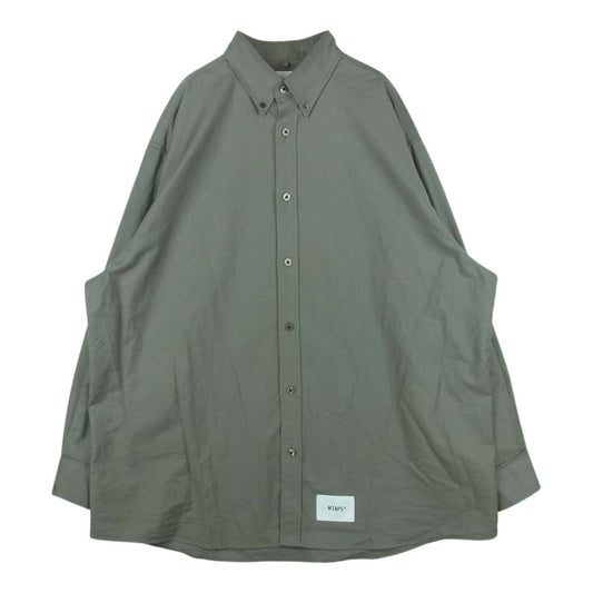 WTAPS ダブルタップス 21AW 212TQDT-SHM01 BD 01 LS ボタンダウン 長袖 シャツ 日本製 グレイッシュカーキ系 03【中古】
