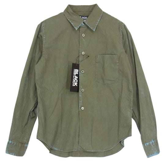 BLACK COMME des GARCONS ブラックコムデギャルソン BLACK 1F-B001 綿ブロード 製品加工 ブラウス カーキ系 XS【新古品】【未使用】【中古】