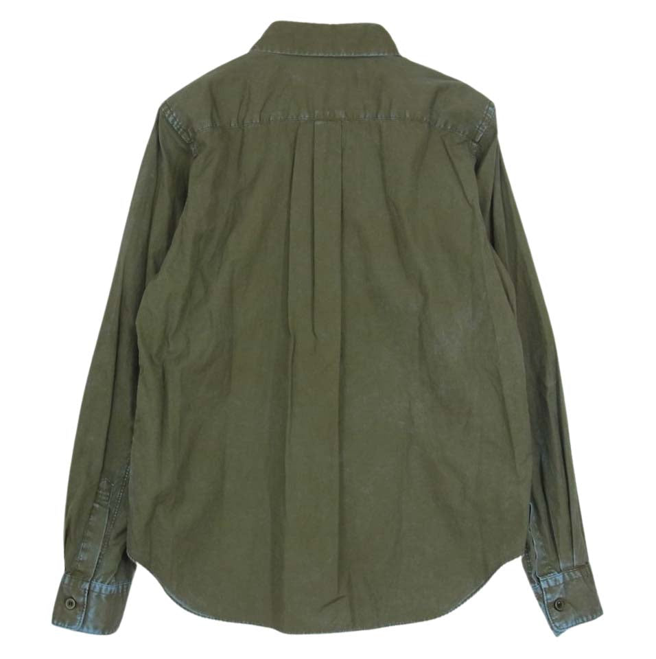 BLACK COMME des GARCONS ブラックコムデギャルソン BLACK 1F-B001 綿ブロード 製品加工 ブラウス カーキ系 XS【新古品】【未使用】【中古】