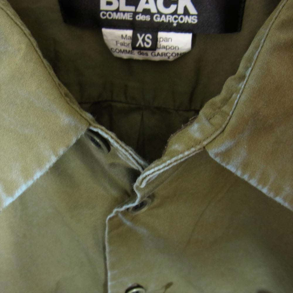 BLACK COMME des GARCONS ブラックコムデギャルソン BLACK 1F-B001 綿ブロード 製品加工 ブラウス カーキ系  XS【新古品】【未使用】【中古】