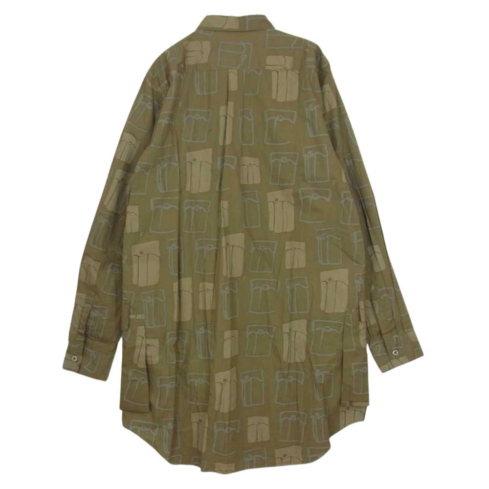 COMME des GARCONS コムデギャルソン BLACK AD2020 1F-B001 フィリップパゴウスキ プリント 綿ブロード シャツ ジャケット カーキ系 L【新古品】【未使用】【中古】
