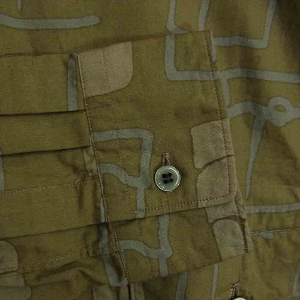 COMME des GARCONS コムデギャルソン BLACK AD2020 1F-B001 フィリップパゴウスキ プリント 綿ブロード シャツ ジャケット カーキ系 L【新古品】【未使用】【中古】