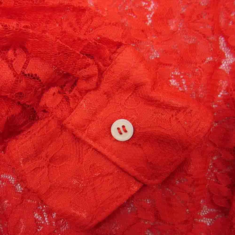 COMME des GARCONS コムデギャルソン 21AW RH-B027 コムコム 21AW RH-B027 キャザースリーブ レース ブラウス レッド系 S【新古品】【未使用】【中古】