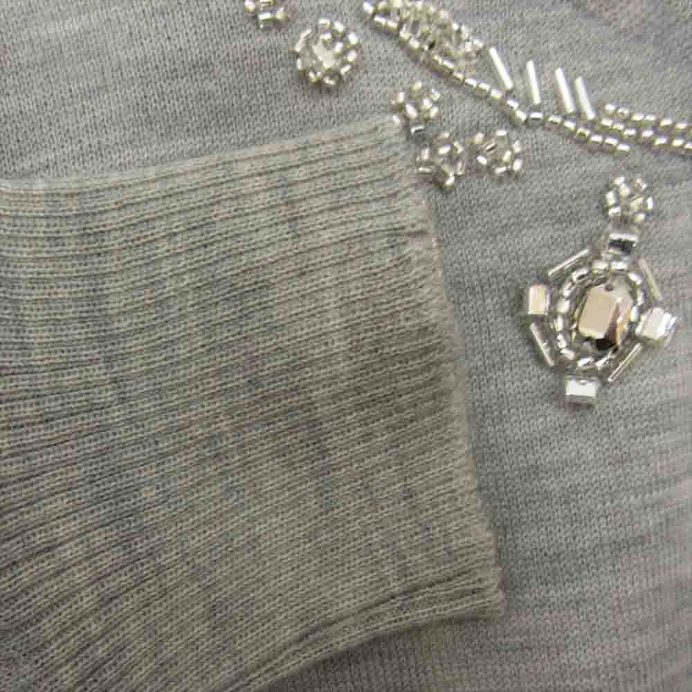 COMME des GARCONS コムデギャルソン tricot トリコ AD2020 TG-N011 ビジュー装飾 梳毛 クルーネック ニット　 グレー系 S【極上美品】【中古】