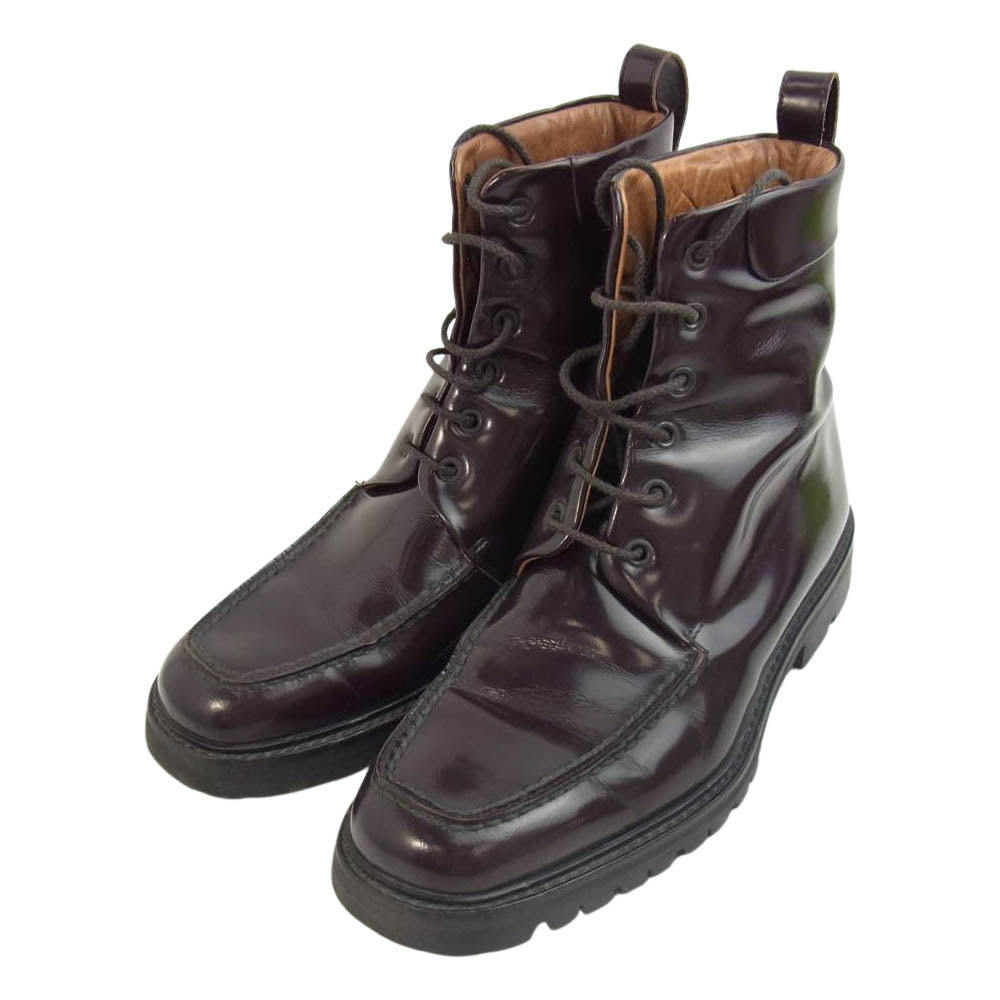 GUCCI グッチ STIVALETTO PELLE レースアップ ブーツ ダークブラウン系 6 1/2【中古】