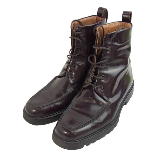 GUCCI グッチ STIVALETTO PELLE レースアップ ブーツ ダークブラウン系 6 1/2【中古】