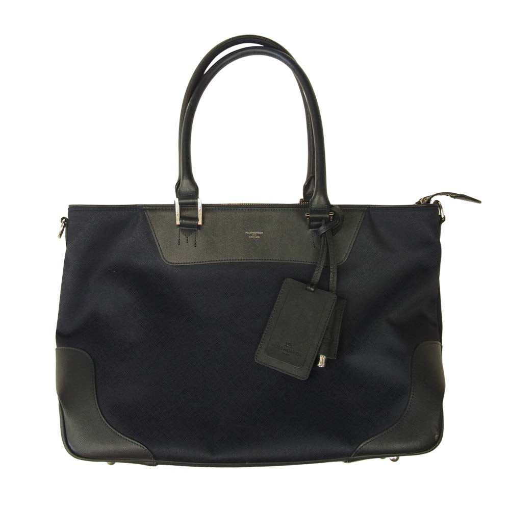 PELLE MORBIDA ペッレモルビダ CAPITACNC CA101 Capitano キャピターノ CA101 横型 トートバッグ ネイビー系【中古】