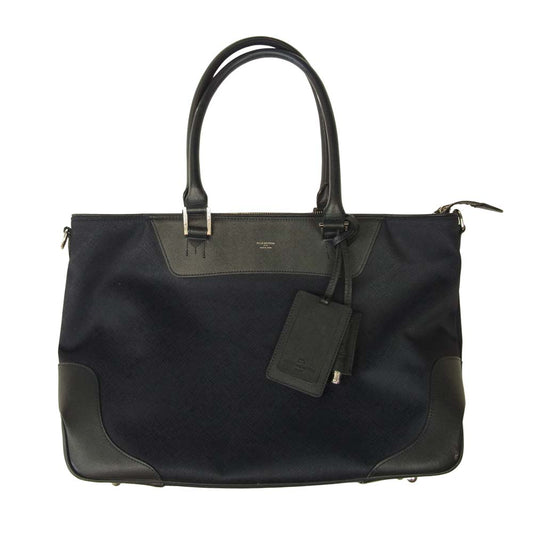 PELLE MORBIDA ペッレモルビダ CAPITACNC CA101 Capitano キャピターノ CA101 横型 トートバッグ ネイビー系【中古】