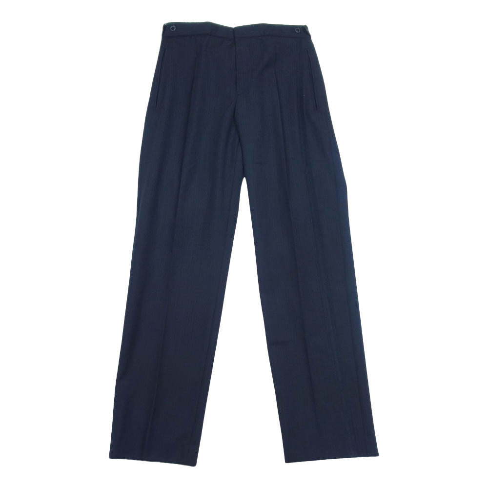 DRIES VAN NOTEN ドリスヴァンノッテン 国内正規品 サイドアジャスター 刺繍 シャドウ ストライプ センタープレス スラックス パンツ ブラック系 46【中古】