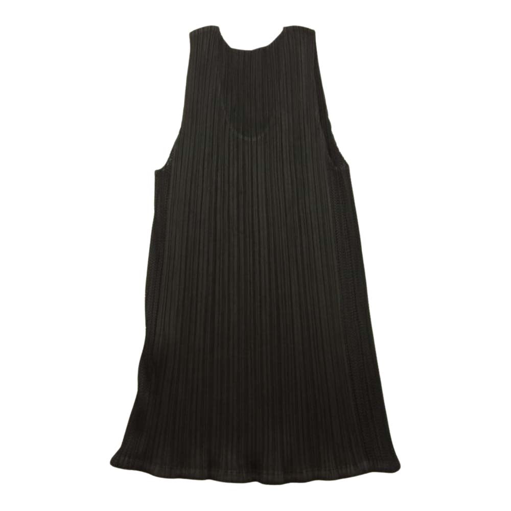 PLEATS PLEASE プリーツプリーズ イッセイミヤケ PP96-JK061 プリーツ加工 サイドメッシュ ドローコード ノースリーブ ブラック系 3【美品】【中古】