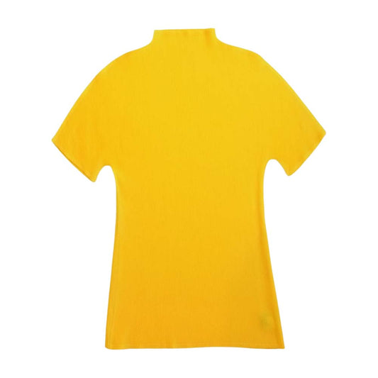 PLEATS PLEASE プリーツプリーズ イッセイミヤケ PP21-FK104 細プリーツ加工 ボトルネック ドルマンスリーブ 半袖カットソー イエロー系 3【美品】【中古】