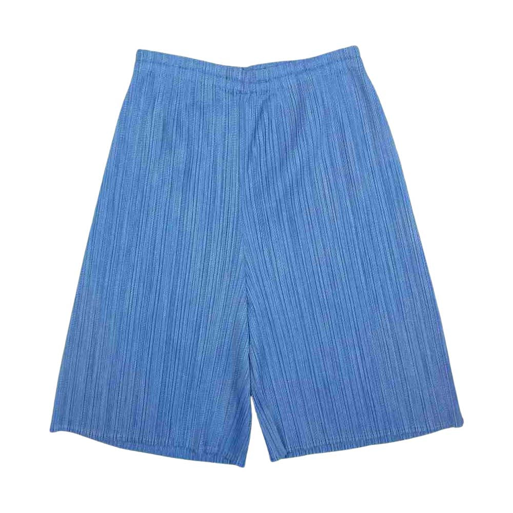 PLEATS PLEASE プリーツプリーズ イッセイミヤケ PP51-JK444 プリーツ加工 綾織地柄 ハーフ ショーツ ブルー ブルー系 3【美品】【中古】