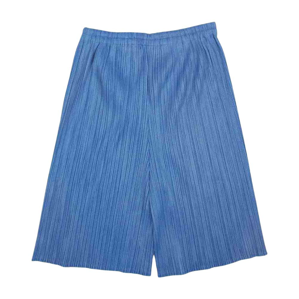PLEATS PLEASE プリーツプリーズ イッセイミヤケ PP51-JK444 プリーツ加工 綾織地柄 ハーフ ショーツ ブルー ブルー系 3【美品】【中古】