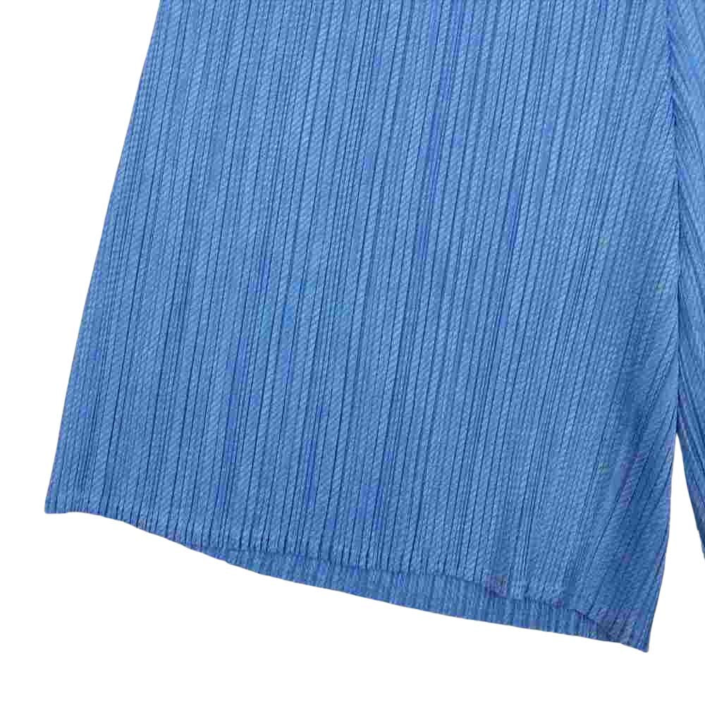 PLEATS PLEASE プリーツプリーズ イッセイミヤケ PP51-JK444 プリーツ加工 綾織地柄 ハーフ ショーツ ブルー ブルー系 3【美品】【中古】