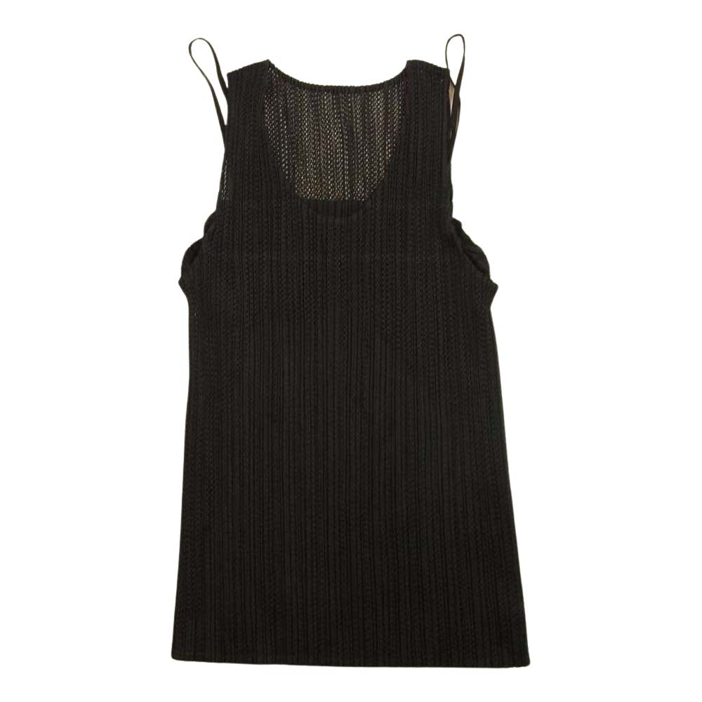 PLEATS PLEASE プリーツプリーズ イッセイミヤケ メッシュ プリーツ加工 キャミソール レイヤード ノースリーブ ブラック系【美品】【中古】