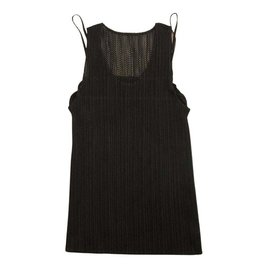 PLEATS PLEASE プリーツプリーズ イッセイミヤケ メッシュ プリーツ加工 キャミソール レイヤード ノースリーブ ブラック系【美品】【中古】