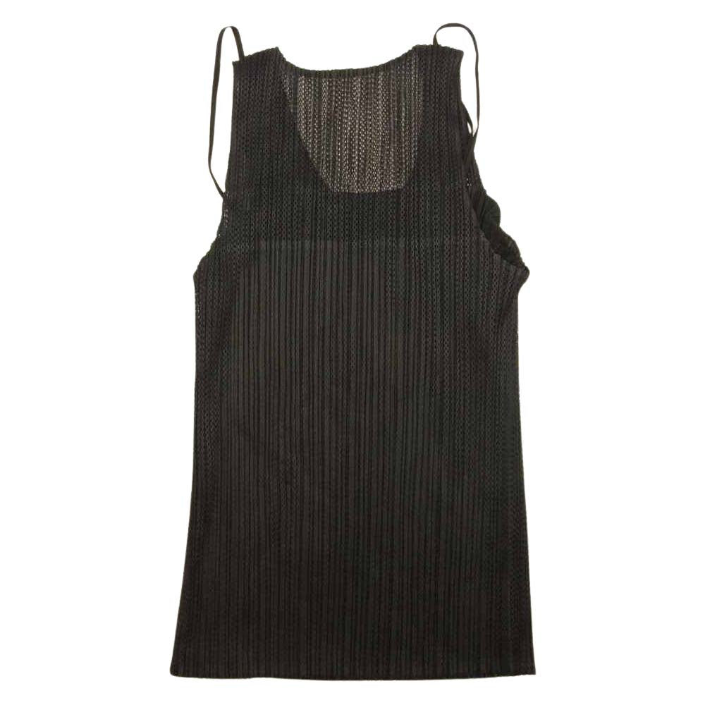 PLEATS PLEASE プリーツプリーズ イッセイミヤケ メッシュ プリーツ加工 キャミソール レイヤード ノースリーブ ブラック系【美品】【中古】