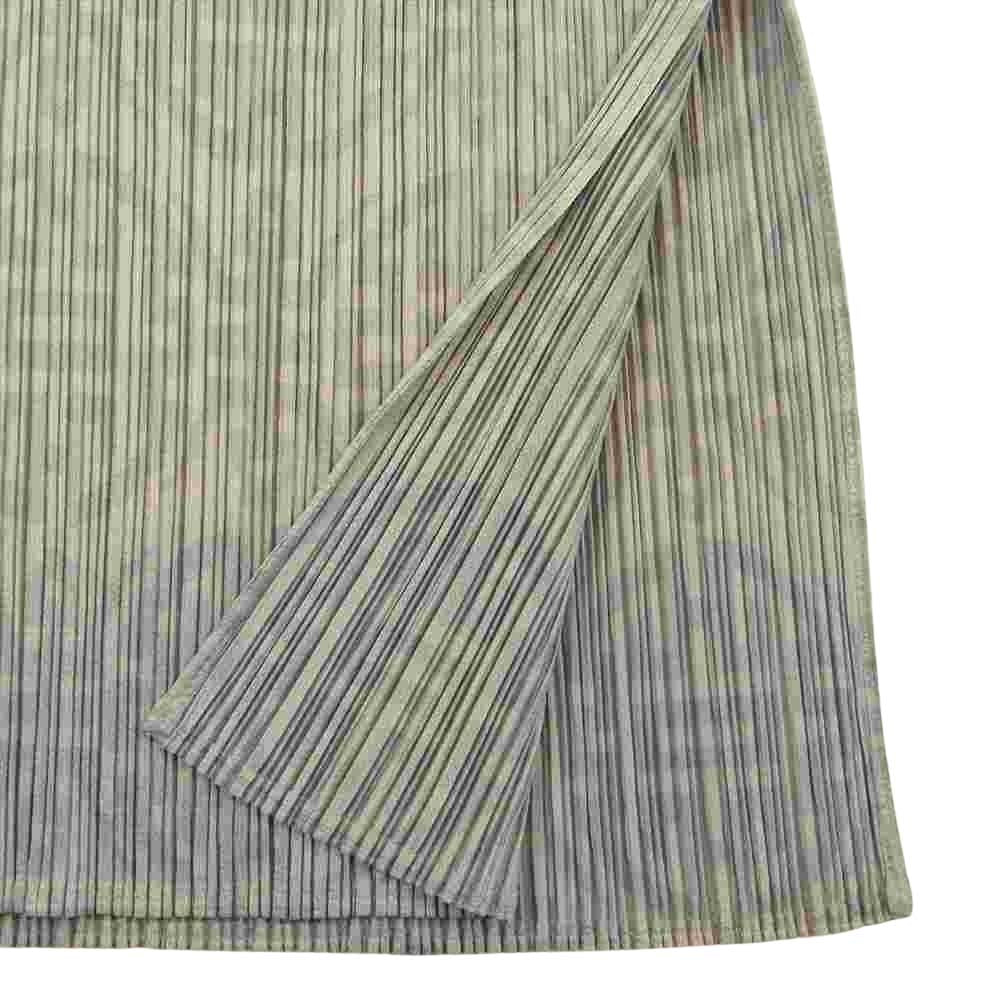 PLEATS PLEASE プリーツプリーズ イッセイミヤケ PP82-JK715 プリーツ加工 中華紋様 プリント サイドスリット ノースリーブ グレー系 3【美品】【中古】
