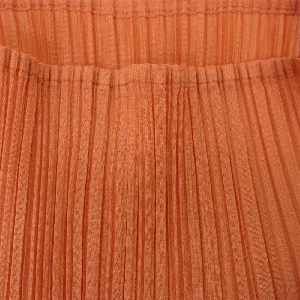 PLEATS PLEASE プリーツプリーズ イッセイミヤケ PP61-JK203 プリーツ加工 サイドスリット ボトルネック フレンチスリーブ オレンジ系 F【美品】【中古】