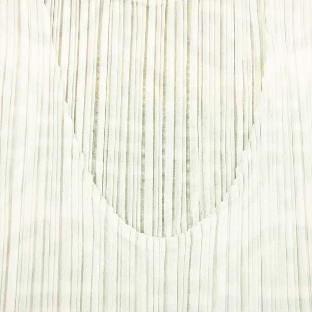 PLEATS PLEASE プリーツプリーズ イッセイミヤケ PP82-JK715 プリーツ加工 中華紋様 プリント サイドスリット ノースリーブ ホワイト系 3【美品】【中古】