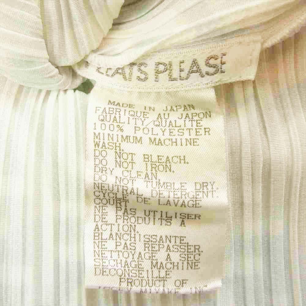 PLEATS PLEASE プリーツプリーズ イッセイミヤケ PP82-JK715 プリーツ加工 中華紋様 プリント サイドスリット ノースリーブ ホワイト系 3【美品】【中古】