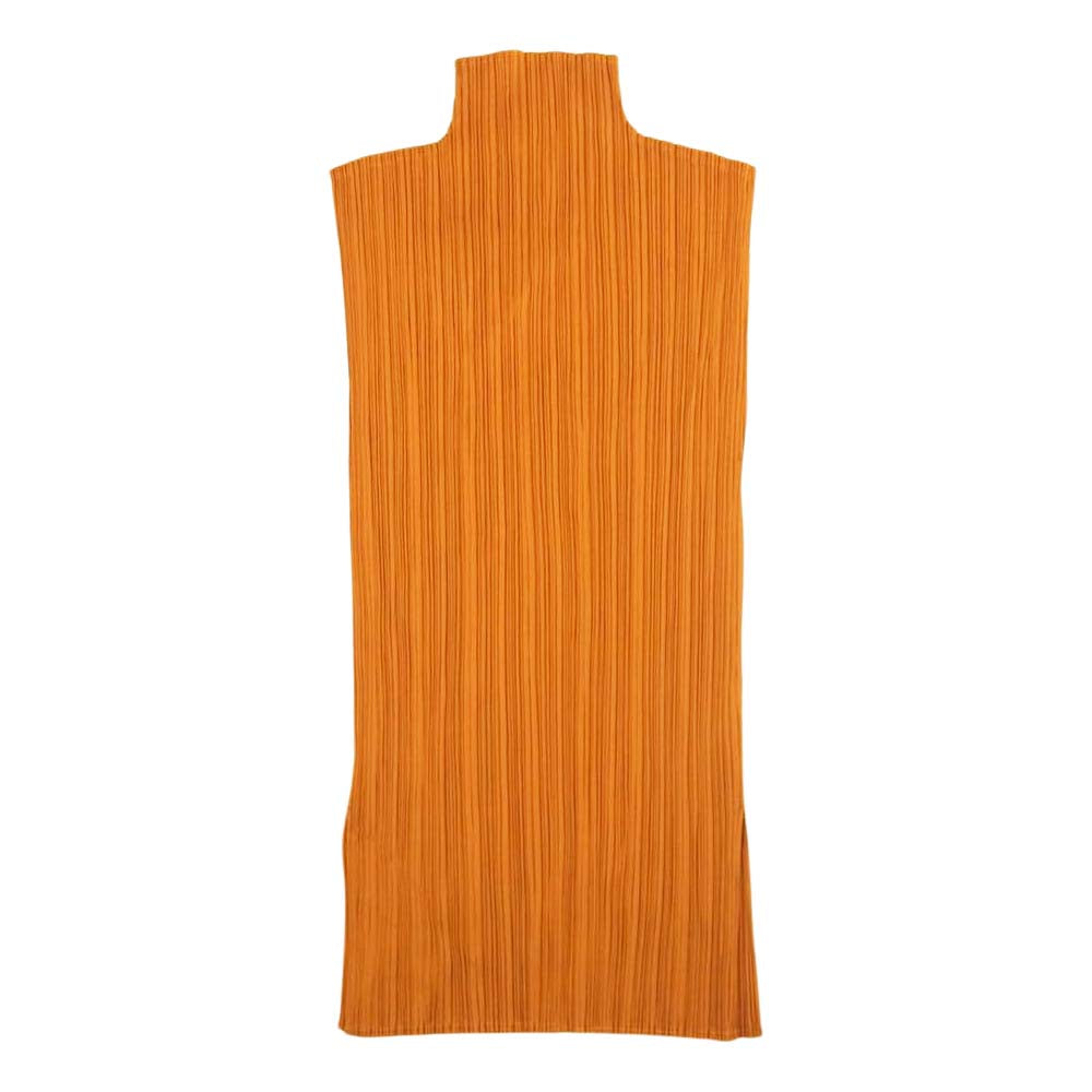 PLEATS PLEASE プリーツプリーズ イッセイミヤケ PP83-JK630 プリーツ加工 サイドスリット ボトルネック フレンチスリーブ オレンジ系 3【美品】【中古】