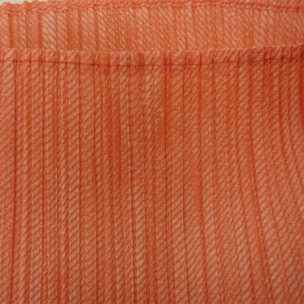 PLEATS PLEASE プリーツプリーズ イッセイミヤケ PP51-JK445 プリーツ加工 綾織地柄 サイドスリット ボトルネック フレンチスリーブ  オレンジ系 3【美品】【中古】