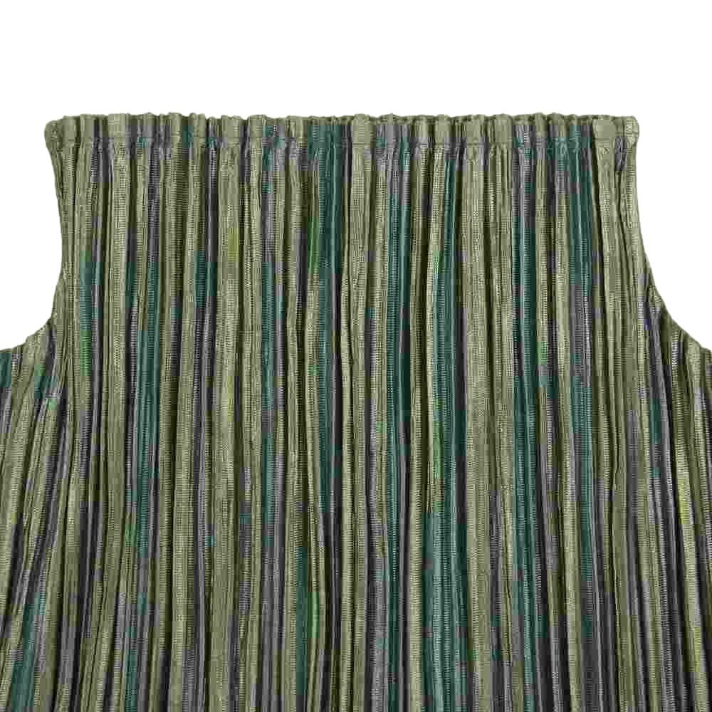 PLEATS PLEASE プリーツプリーズ イッセイミヤケ PP12-JG115 プリーツ加工 バイカラー ボトルネック カットソー ライトグリーン系 3【美品】【中古】