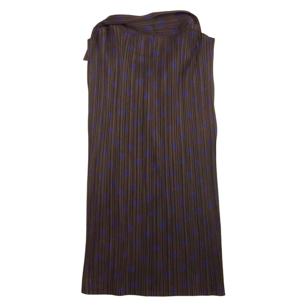 PLEATS PLEASE プリーツプリーズ イッセイミヤケ PP86-JK562 プリーツ加工 ドット フレンチスリーブ ブラウス グレー×紫 3【美品】【中古】