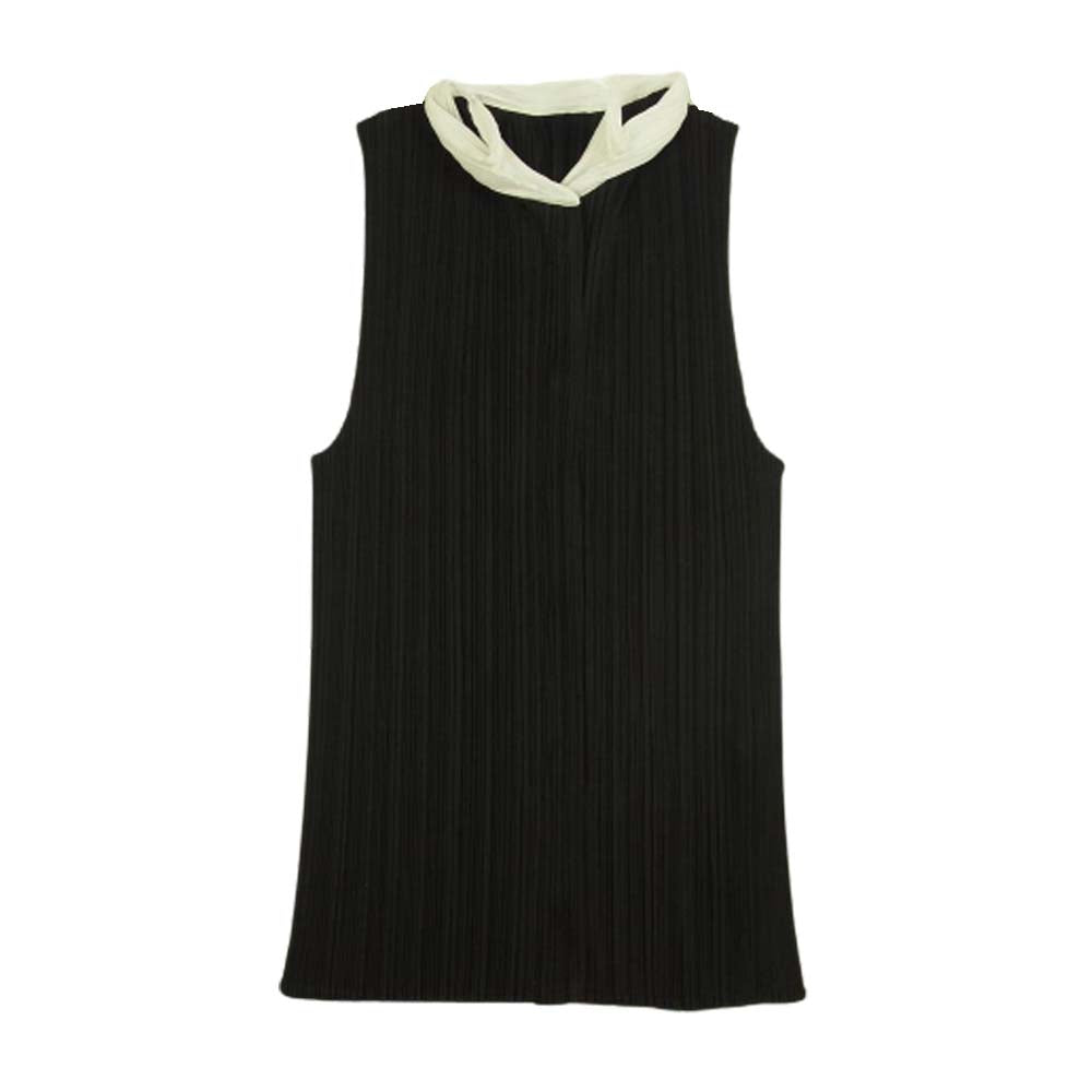 PLEATS PLEASE プリーツプリーズ イッセイミヤケ PP91-JK052 プリーツ加工 ノースリーブ ブラウス ブラック系 3【美品】【中古】