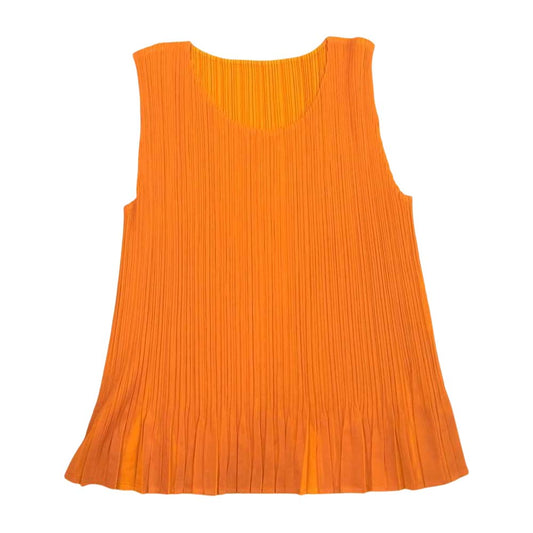 PLEATS PLEASE プリーツプリーズ イッセイミヤケ PP23-JK641 プリーツ加工 フレア ノースリーブ オレンジ系 3【美品】【中古】