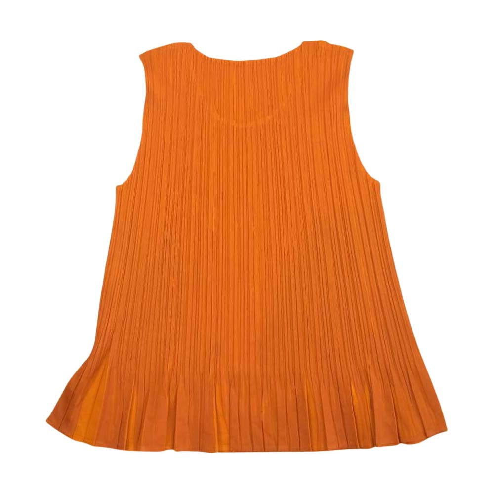 PLEATS PLEASE プリーツプリーズ イッセイミヤケ PP23-JK641 プリーツ加工 フレア ノースリーブ オレンジ系 3【美品】【中古】