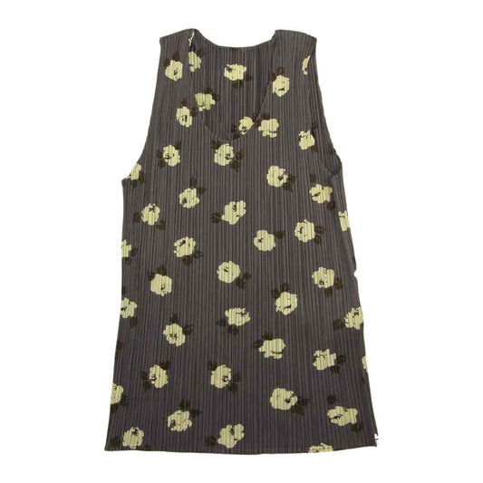 PLEATS PLEASE プリーツプリーズ イッセイミヤケ PP71-JO500 プリーツ加工 花柄 ノースリーブ カットソー グレー系 3【美品】【中古】