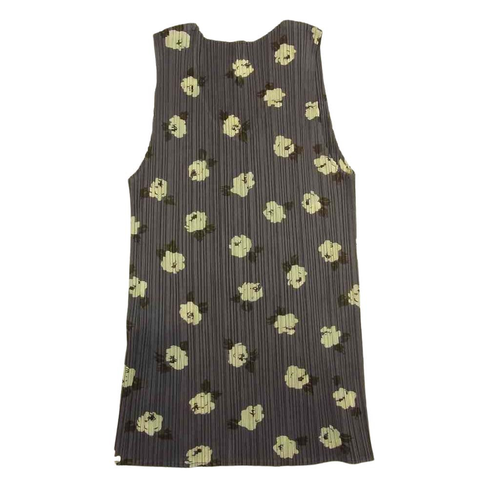 PLEATS PLEASE プリーツプリーズ イッセイミヤケ PP71-JO500 プリーツ加工 花柄 ノースリーブ カットソー グレー系 3【美品】【中古】