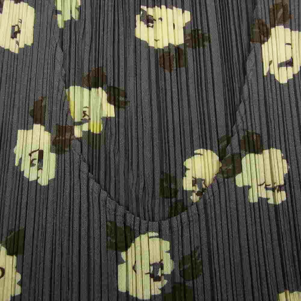 PLEATS PLEASE プリーツプリーズ イッセイミヤケ PP71-JO500 プリーツ加工 花柄 ノースリーブ カットソー グレー系 3【美品】【中古】