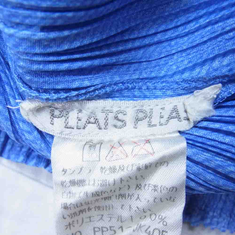 PLEATS PLEASE プリーツプリーズ イッセイミヤケ ISSEY MIYAKE PP51-JK405 プリーツ加工 綾織地柄 フレンチスリーブ ブラウス ライトブルー系 3【美品】【中古】