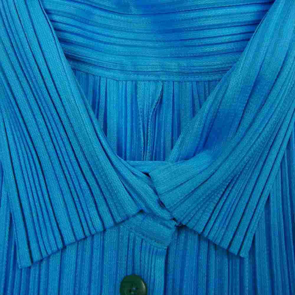 PLEATS PLEASE プリーツプリーズ イッセイミヤケ PP93-JK025 プリーツ加工 ブラウス 長袖 ブルー系 3【美品】【中古】