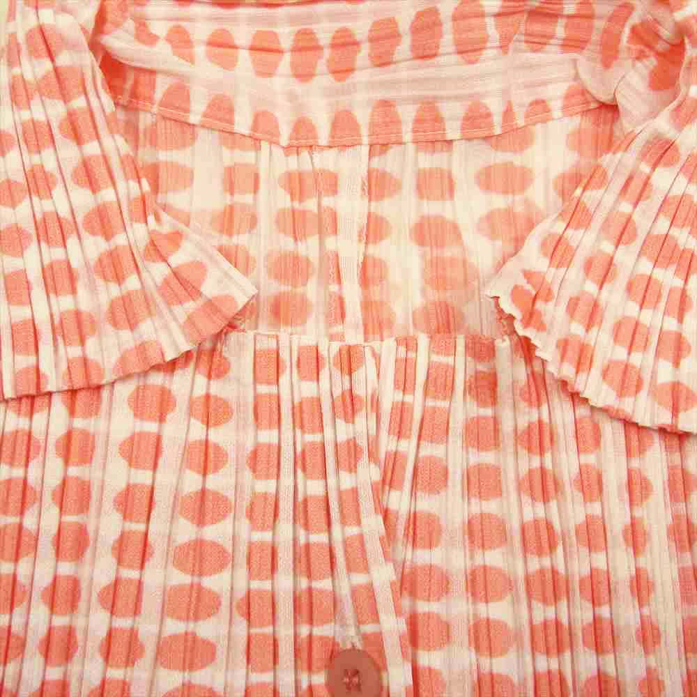 PLEATS PLEASE プリーツプリーズ イッセイミヤケ PP12-JJ512 プリーツ加工 ドット ブラウス 半袖 ピンク ピンク系 3【美品】【中古】