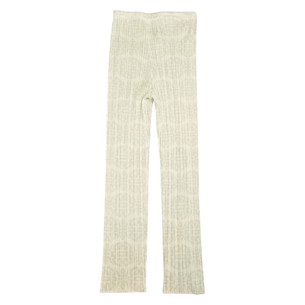 PLEATS PLEASE プリーツプリーズ イッセイミヤケ PP82-JF745 プリーツ加工 中華紋様 プリント パンツ  ホワイト系 3【美品】【中古】