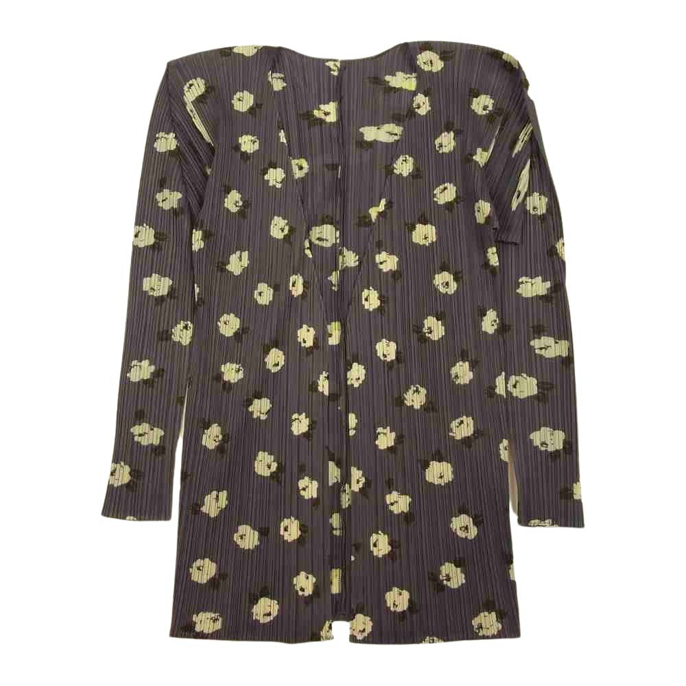 PLEATS PLEASE プリーツプリーズ イッセイミヤケ PP71-JO507 プリーツ加工 花柄 カーディガン グレー系 3【美品】【中古】