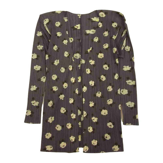 PLEATS PLEASE プリーツプリーズ イッセイミヤケ PP71-JO507 プリーツ加工 花柄 カーディガン グレー系 3【美品】【中古】