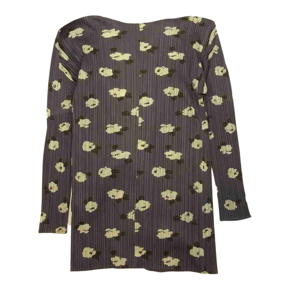 PLEATS PLEASE プリーツプリーズ イッセイミヤケ PP71-JO507 プリーツ加工 花柄 カーディガン グレー系 3【美品】【中古】