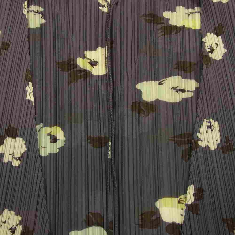 PLEATS PLEASE プリーツプリーズ イッセイミヤケ PP71-JO507 プリーツ加工 花柄 カーディガン グレー系 3【美品】【中古】