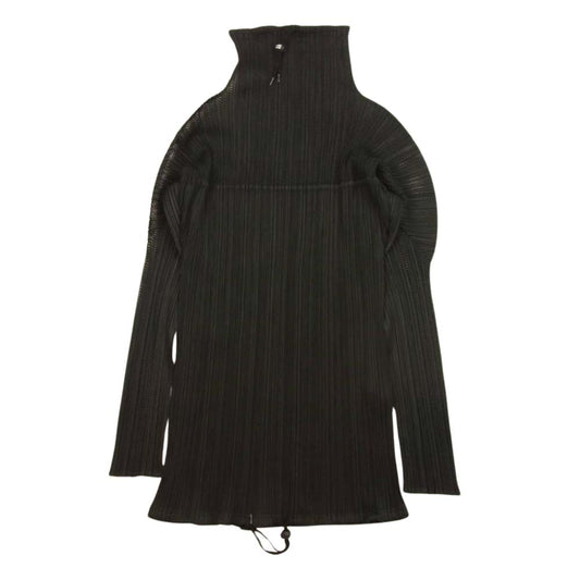 PLEATS PLEASE プリーツプリーズ イッセイミヤケ PP96-JD061 プリーツ加工 メッシュ切替 ハイネック 長袖 ブラック系 3【美品】【中古】