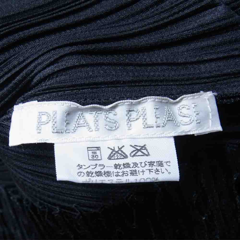 PLEATS PLEASE プリーツプリーズ イッセイミヤケ ISSEY MIYAKE PP64-JK635 プリーツ加工 メッシュ切替 カットワーク ボトルネック 長袖 ブラック系 3【美品】【中古】